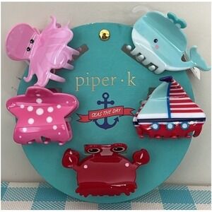PIPER K Hair Claw Clips,Seas the Day, Octopus, Crab, Starfish, Sailboat, Whale